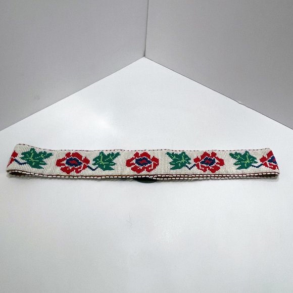 Vintage Kolcaco USA Floral Seed Bead Suede Belt with Designer Series D Buckle main image 5